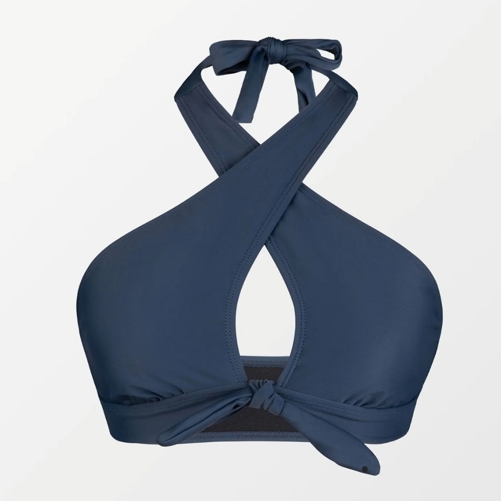 XL Navy Blue Criss-cross Bikini Top Only
